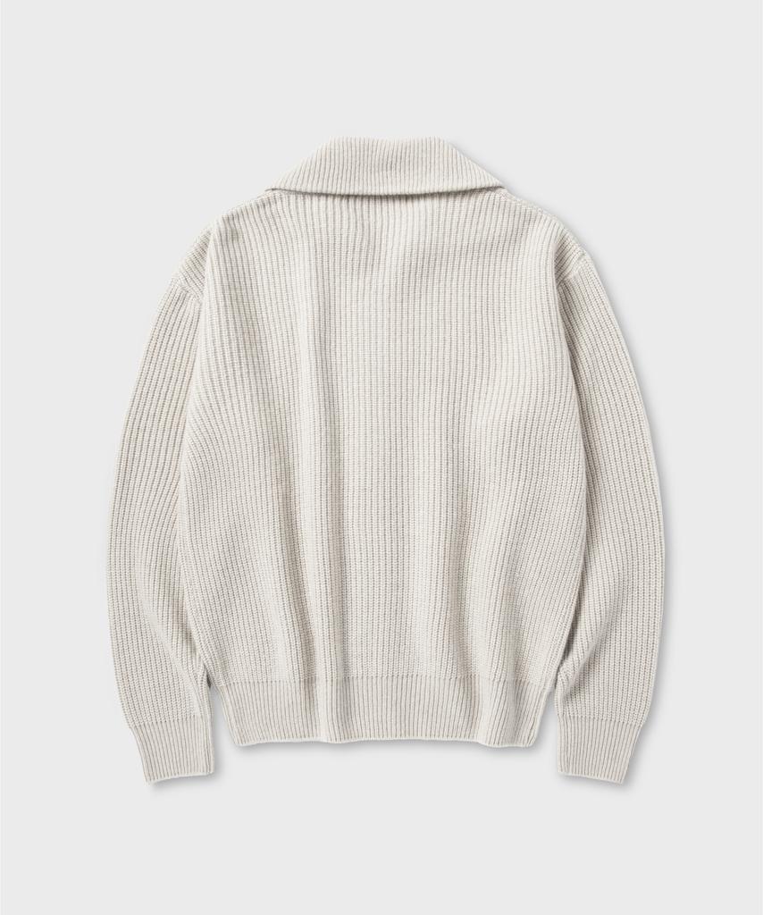 NONBLANK Loose Fit Zip-Up Collar Knit_Cream Beige