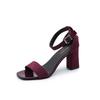 Women's  Summer Fashion Sandals Medium High Heel Outdoor Sandalias Elegant Wedding Shoes Bridal Plus Size 34-40 Buckle Strap