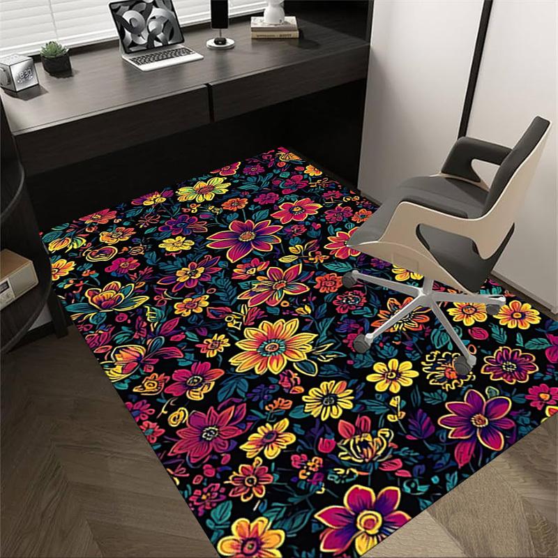 1PC Floral Pattern Extra Large Non-Slip Floor carpet, Office, family, Studio - Large Area Rug Indoor Rugs, Bold Statement Piece