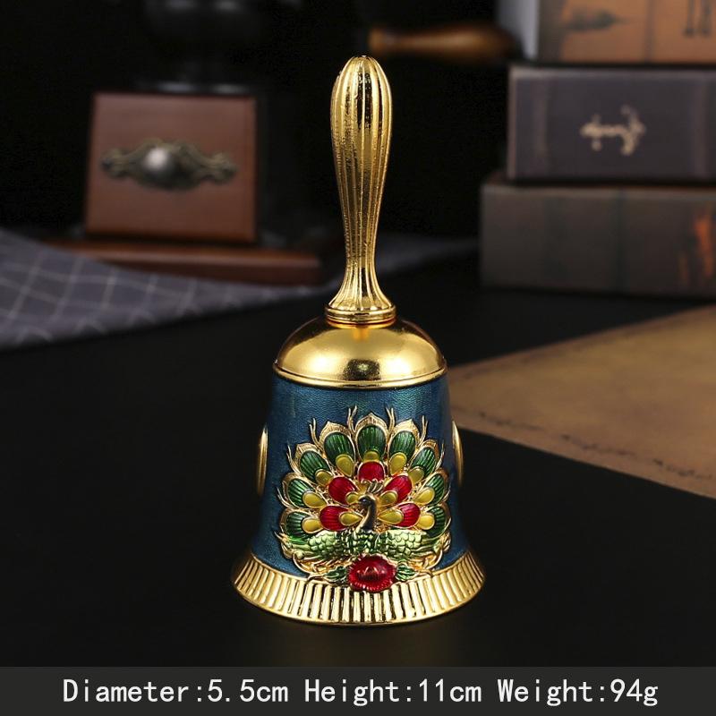 Europäischer Stil Pfauen-Glocken Metall-Handglocken für Senioren Kleinkinder Erwachsene Kinder Rufglocke Handglocke für Bar Hotel