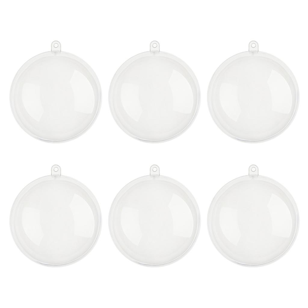 Set Of 6 Transparent Plastic Fillable Baubles Christmas Tree Hanging Ornaments Festival Home and Event Decoration