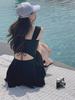 Women's Sexy Sporty Solid Color Strappy One-Piece Swimsuit - Slim-Fit Backless Hot Spring Swimwear