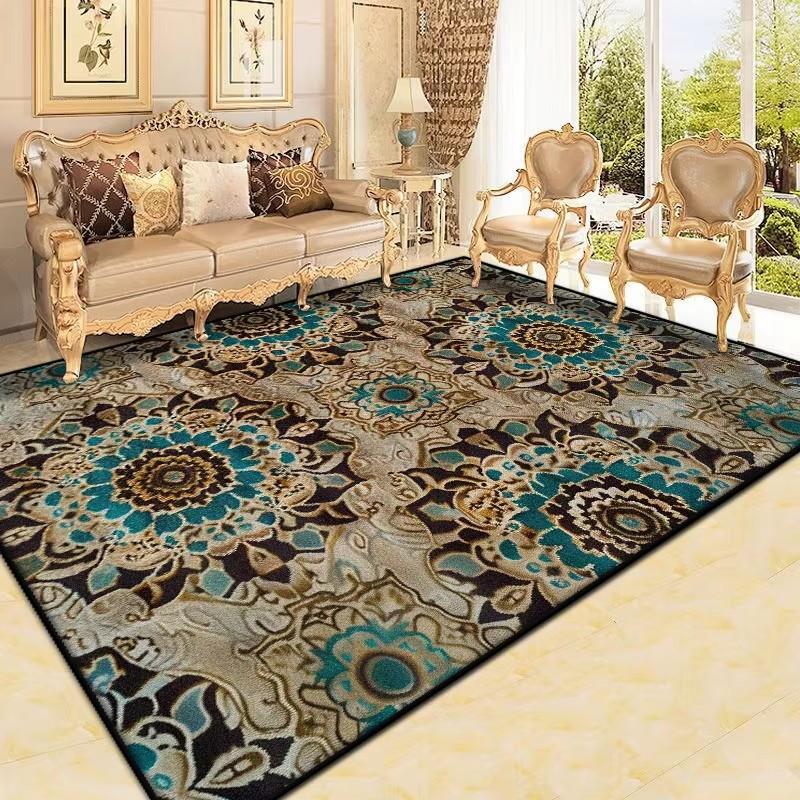 Perský koberec do obývacího pokoje Retro dekorace Velkoplošné protiskluzové koberce Luxusní pohovka Domov Snadno čistitelný Ložnice Společenská místnost Podlahová rohož Boho