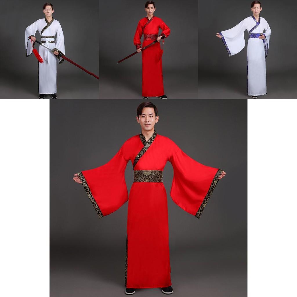 Stunning Red Polyester And Spandex Chinese Traditional Costume For Men