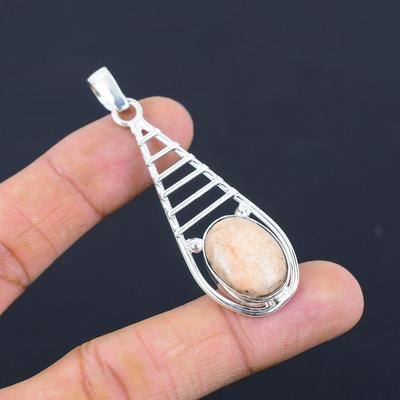 Halloween Sale Oval Ocean Jasper Gemstone 925 Silver Birthday Pendant Jewelry