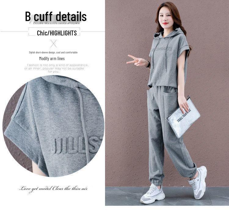 2025 Damski sportowy dwuczęściowy zestaw casualowy z kapturem w dużych rozmiarach: Wyszczuplający i Stylowy