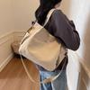 Commuter Canvas Bag Women Shoulder Crossbody Bag Solid Color Shopping Bag