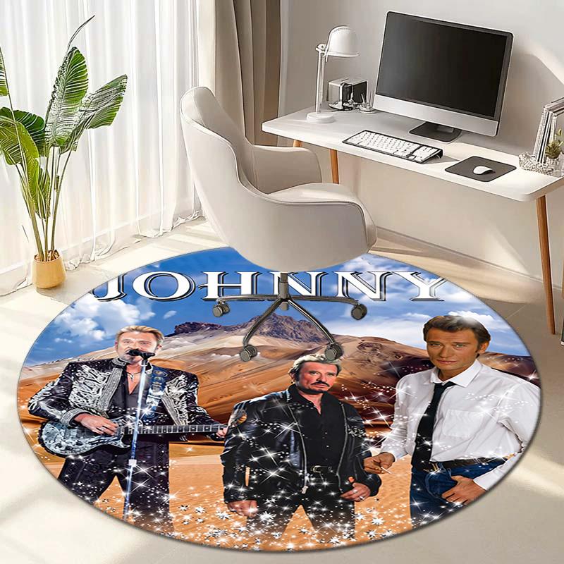 French legendary rock singer and actor Johnny Hallyday Round Carpet Soft Home Decoration Corridor Table and Chair Anti slip Outdoor Floor Mat rug H21