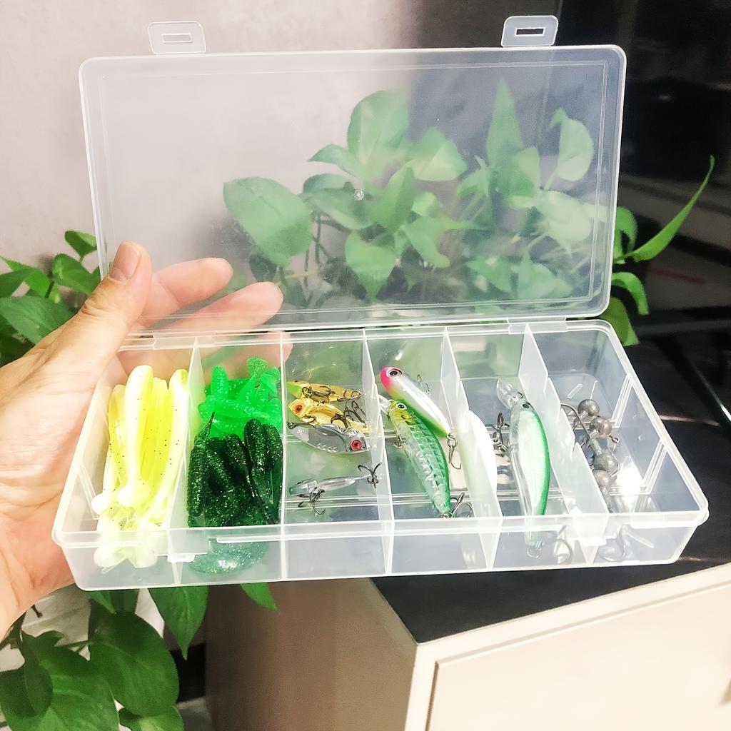Transparent Plastic Fishing Gear Box, Rectangular Fishing Gear, Packaging Box, Durable PP Beads, Jewelry, Sewing Supplies