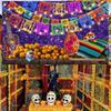 1pc Mexican Day of the Dead Background Skeletons Guitar Dia De Muertos Festive Decoration Party Supplies Fiesta Photo Shoot Prop