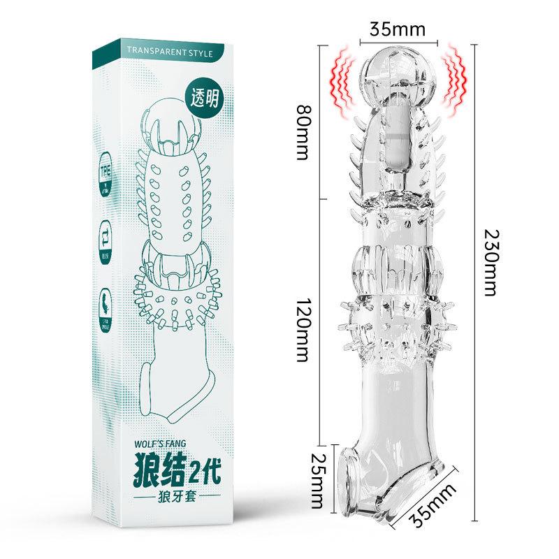 Penis Extend Sleeve with Vibrator Reusable Condoms Dildo Dick Enhancer Delay Ejaculation Cock Rings Sex Toys for Men