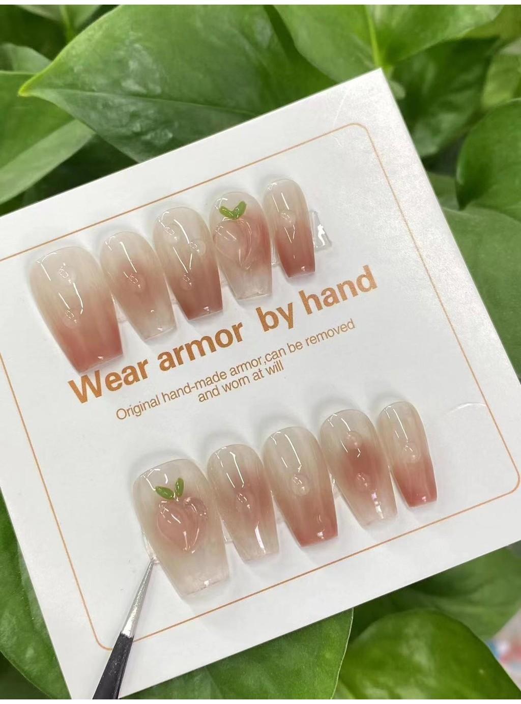 New Ultra-thin Peach Nail Art Tips French Style Wearable Cute Gradient White Removable Stickers Xs S M L L