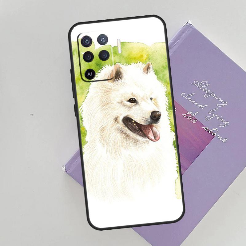 Cartoon Samoyed Dog Phone Case For Oppo A96 A76 A16 A74 A53 A54 A94 A15 A17 A52 A72 A57S A58 A78 A98 A79 Cover