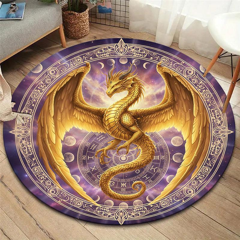 

DivinationDragon Round Area Rug,Carpet Rug for Living Room Bedroom Sofa Playroom Decor,Non-slip Floor Mat 80cmx80cm