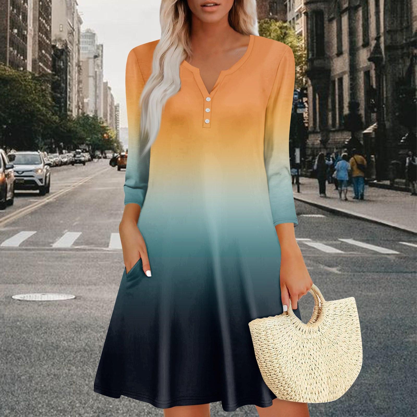 

Женское летнее платье, свободное платье с V-образным вырезом, рукавом три четверти и карманами XXL киноварь