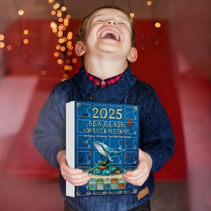 Sea Glass Marine Life Advent Calendar, Sea Glass Christmas Tree Advent Calendar, 24 Unique Ocean Themed Handcrafted Ornaments