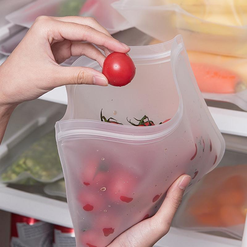 4KS S-XL Silikonový sáček na potraviny Opakovaně použitelný Stojací Uzavíratelný sáček Nepropustné Nádoby Sáček na čerstvé potraviny Sáček na skladování potravin Čerstvý obal Ziplock sáček
