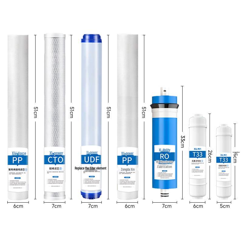 XILI WATER 7-ступенчатый комплект сменных фильтров для обратного осмоса RO Membrane T33 Consumables