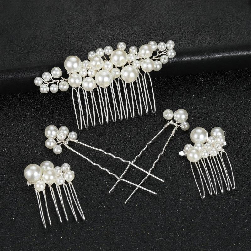 5Pcs Wedding Rhinestones Hairpins Bridal Party Hair Accessories With U Shaped Design For Bride Bridesmaids Flower Girls