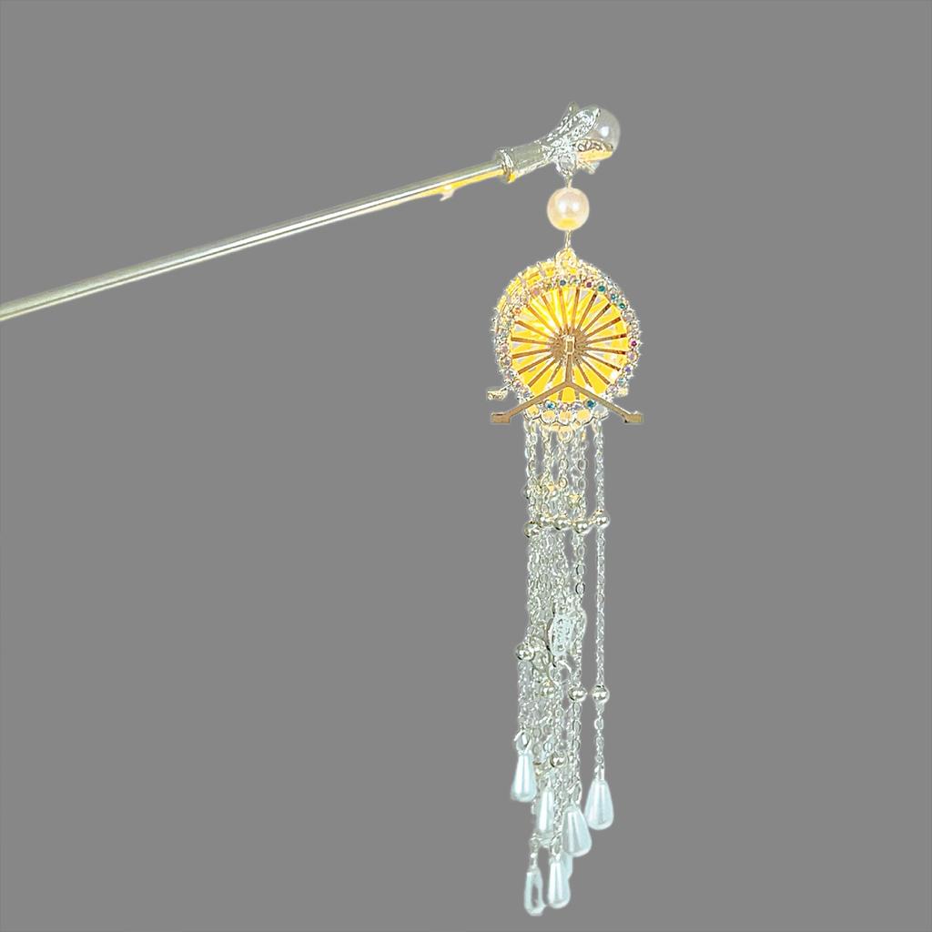 Luminous Hairpin For Women Creative Windmill Tassel Hair Stick Neo Chinese Style Jewelry Hair Accessories Hanfu Dress Hairpins