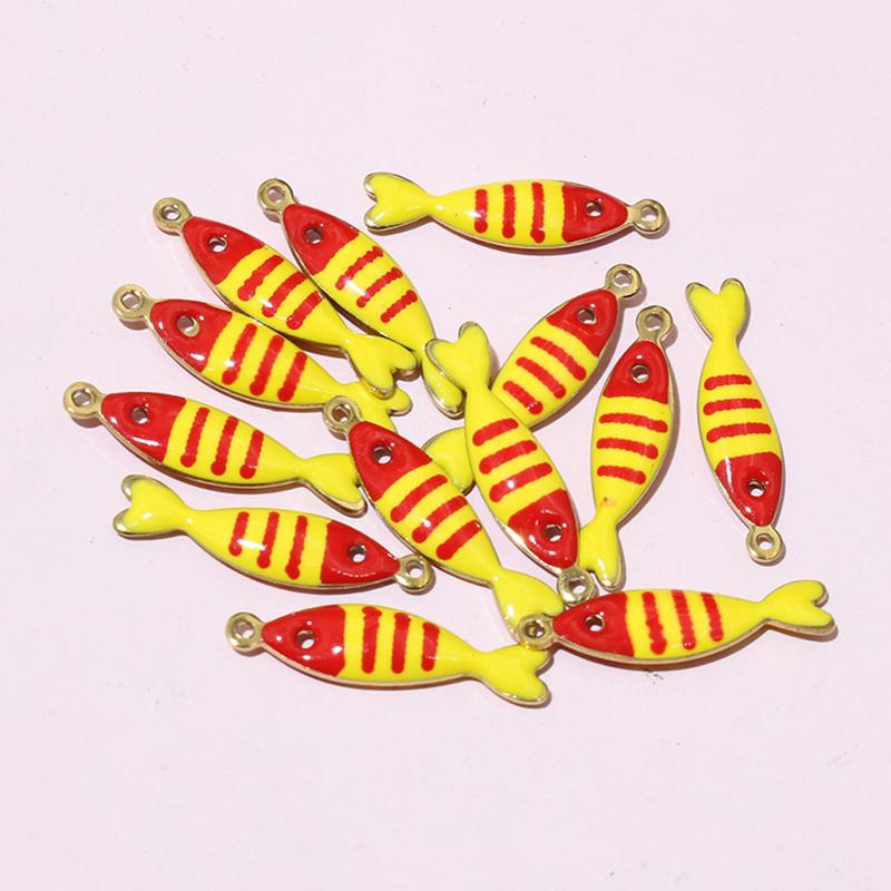 20pcs 18x5mm Stainless Steel Fish Enamel Charms Pendant Stainless Steel DIY Jewelry Making Accessories Findings 
