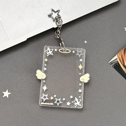 Color Angel Wings Small Card Holder Acrylic Hard Card Holder Angel Small Card ID Card Film Card Holder