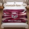 Queensland Maroons Printed Flannel Blanket Custom Name Text Soft Warm Throw For Bedroom Holiday Gift