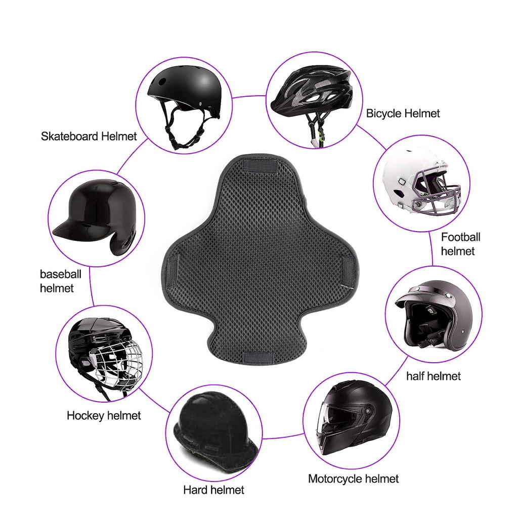 Motorcycle Helmet Liner, Sweat Absorbent Cooling Helmet Pad with Hook and Loop Reusable & Washable Lining Pad for Hard