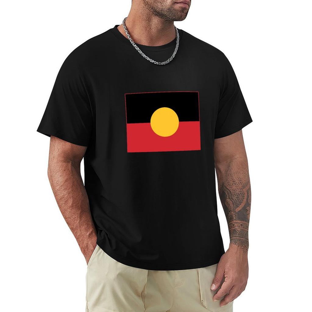T-shirt Casual Moda Manica Corta in Cotone Bandiera Aborigena Australiana 6