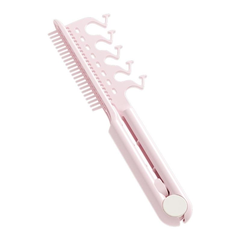

2 in 1 Comb And Styling Tool For Hair V Shaped Edge Hairbrush Manual Operation Lightweight Travel Friendly ABS Plastic розовый