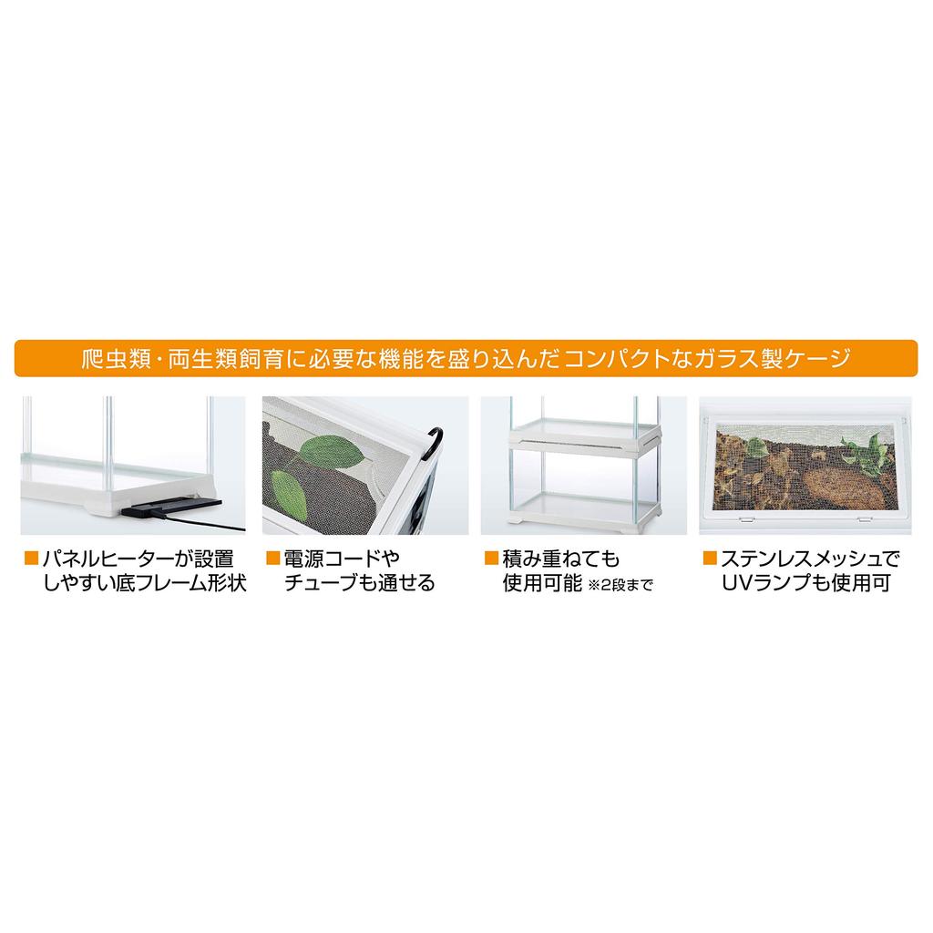 EXOTERRA GEX EXOTERRA Reptile White 300 High Small Reptile Glass Cage White Frame X D20 X Breeding Cage W31.6 H28.2cm Reptile/Amphibian