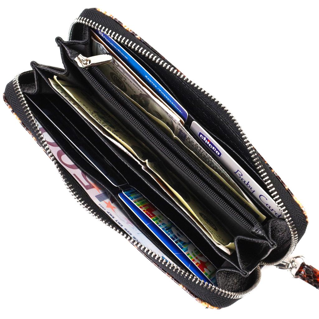 Original Wallet for Women Made of Genuine Textured Leather with Snake Embossing CANPELLINI 21722 Multicolored