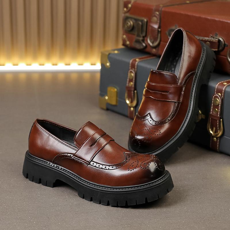Classic Men Loafers Black and Brown Men One-foot Comfortable Thick-soled Anti-slip High-end Leather Shoes Size 38-46 Men Shoes
