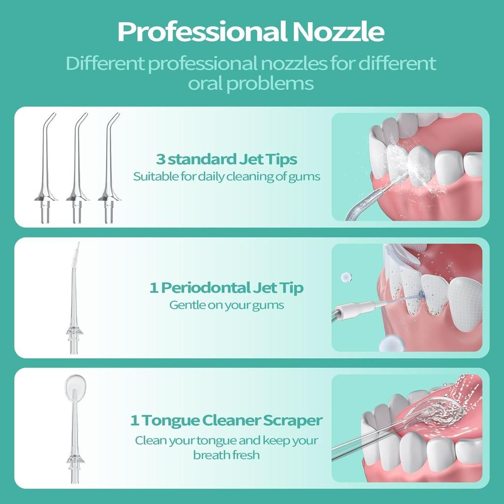 Water Flosser for Teeth Cordless:260ML Portable Oral Irrigator with DIY Strength for Daily Oral and Braces Care,IPX7 Waterproof Dental Flosser