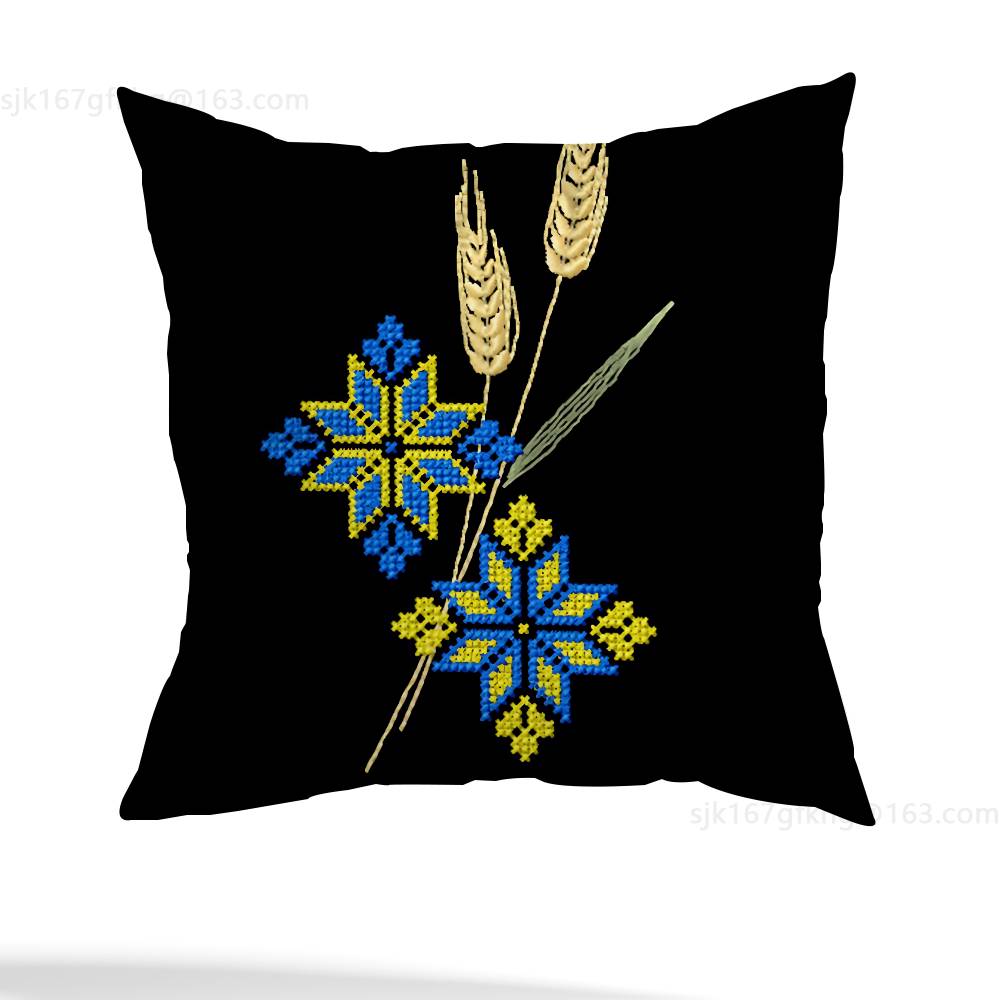 Tryzub Ukraine Pillow Case Square Double-Sided Printing Short Plush Sofa Cushion Cover Bedroom Bedside Pillow