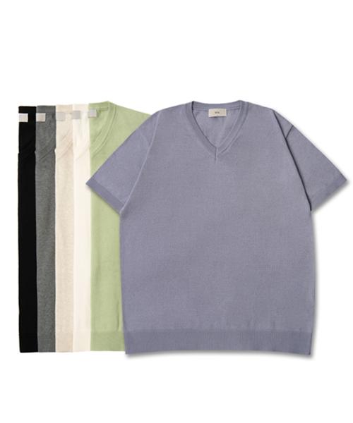 UNLC Cool Summer Washable Cotton V-Neck Knit (Neo Mint)