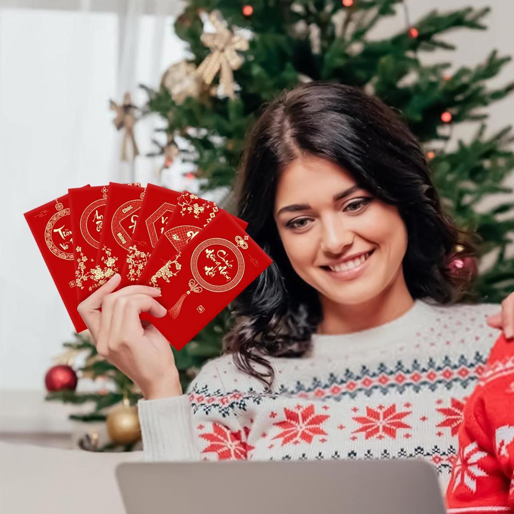 6Pcs Vietnamese New Year Red Packets 2026 Horse Zodiac Red Envelopes Lucky Money Pockets Lunar New Year Chinese Money Envelopes