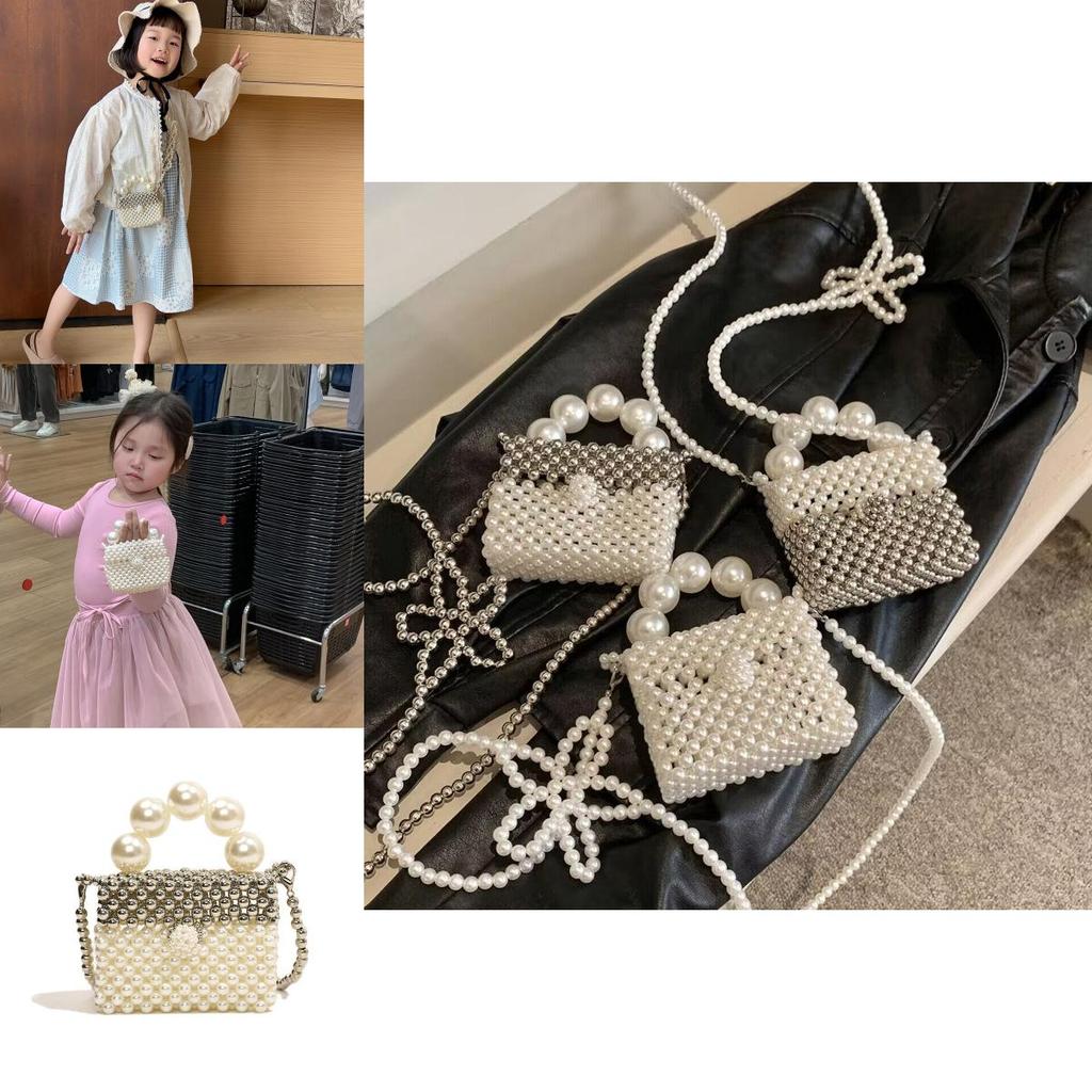 Stylish Pearl Childrens Crossbody Bag With Color Block Design For Kids Summer Fashion