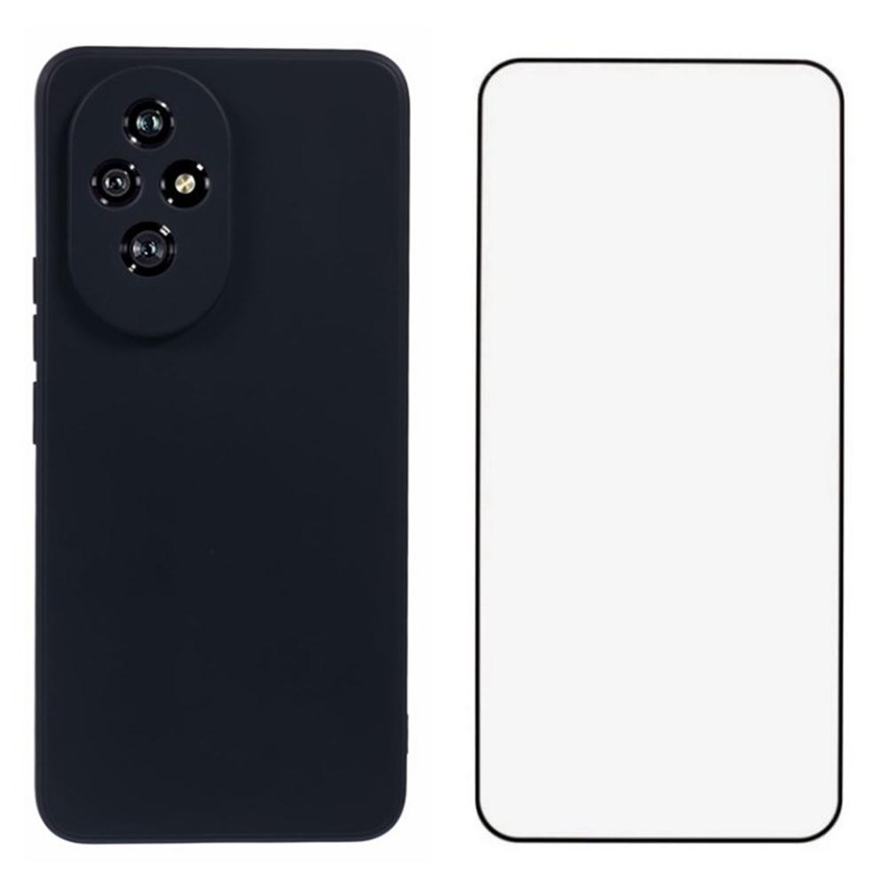 

WANLONFENG RB2 Series for Honor 200 5G Case TPU Phone Cover with Tempered Glass Film Black