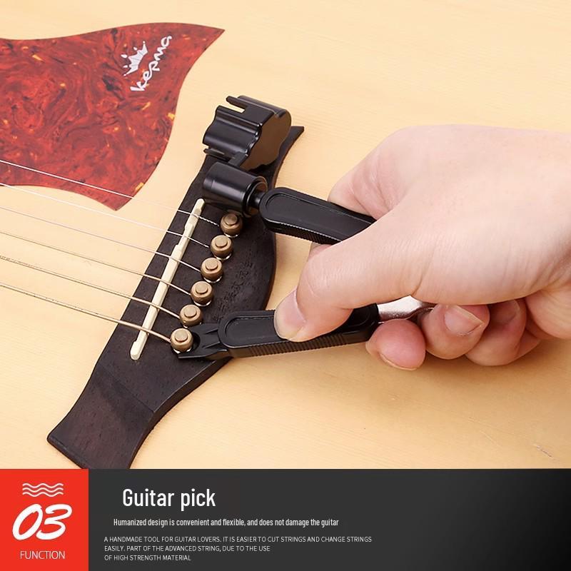 Folk Acoustic Guitar 3-in-1 Tool: String Winder, Pliers, Cutter, Peg Puller