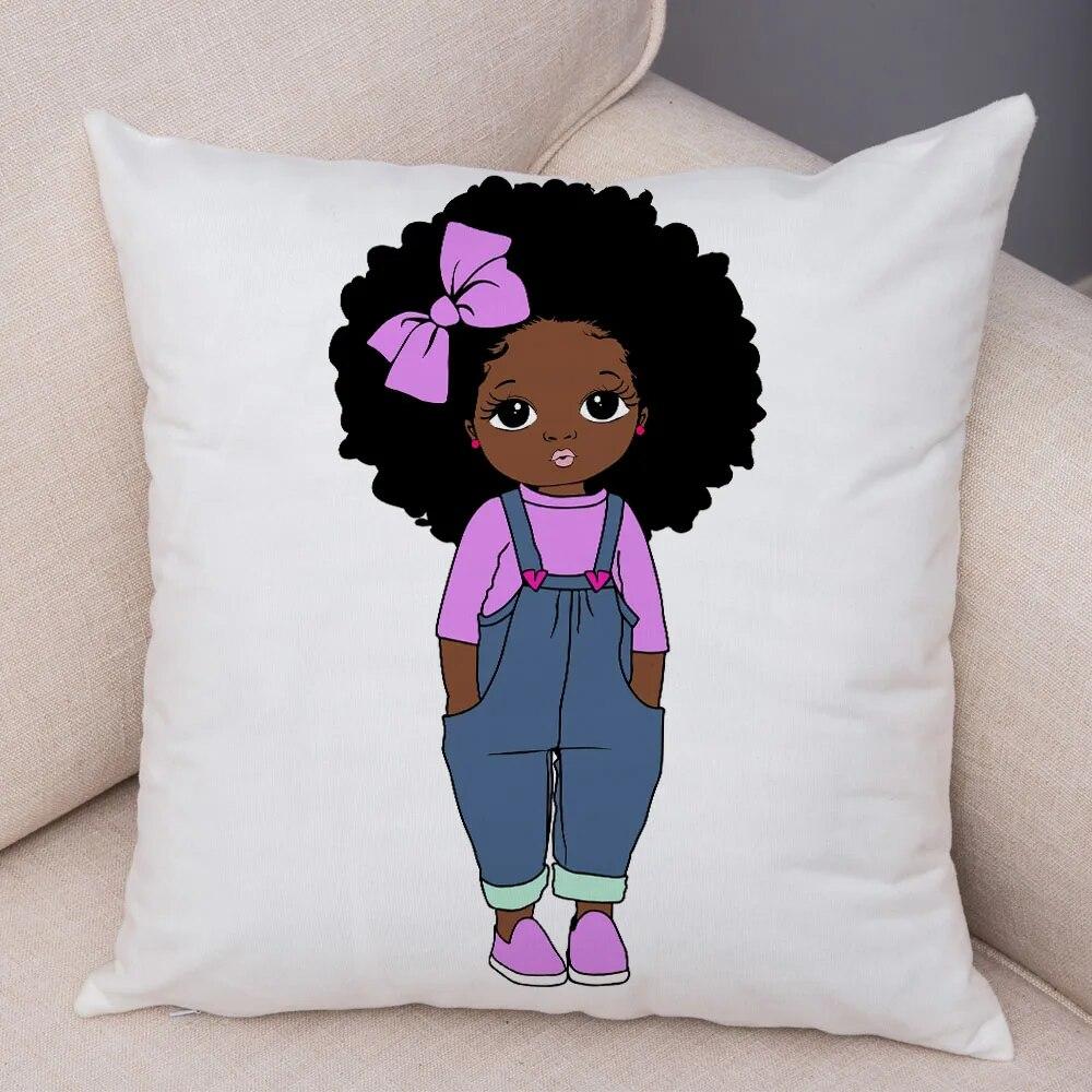 Home Decor African Baby Sofa Cushion Cover Bedroom Home Kids Room Decor Cute Cartoon Girl Pillowcase