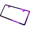 Ized Laser Etched Purple Chrome T304 Stainless Steel License Plate Frame 2 Holes Slim Universal Fit, Aluminum Screw-On Cap Cover, Rust-Proof,