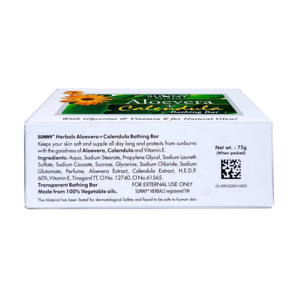 Solig Aloe Vera Ringblomma & Vitamin-E Badtvål 75g X Förpackning med 6 för Mjuk Smidig Glödande Hud