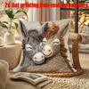 2D flat-Cute Couple Donkey Throw Pillow Cover Warm Farmhouse Animal Decorative Pillow Case Living Room