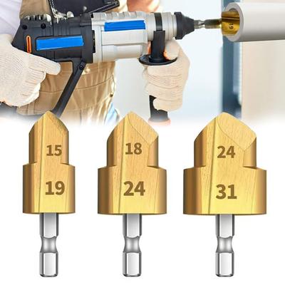 Reaming Drill Bits,Upgrade Powerful PVC Pipe Reamer Kit, Conduit Reamer Drill Bit Chamfer Tool, Deburring Inside and Outside