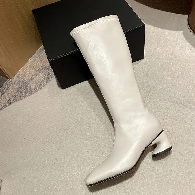 Fashion New 5cm Irregular Curved Heel Black Brown Long Boots European American Autumn Winter Fashion High Heels Women Knee High Boots