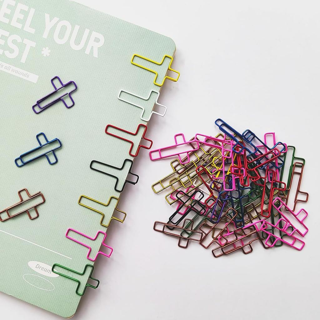 100 Pcs Colored Cross Paper Clips Assorted Colorful Coated Paperclips for Christian Journaling Supplies and Everyday Use