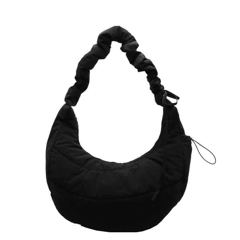 Winter pleated down bag women's new trendy fashion college style tote bag casual large capacity saddle bag