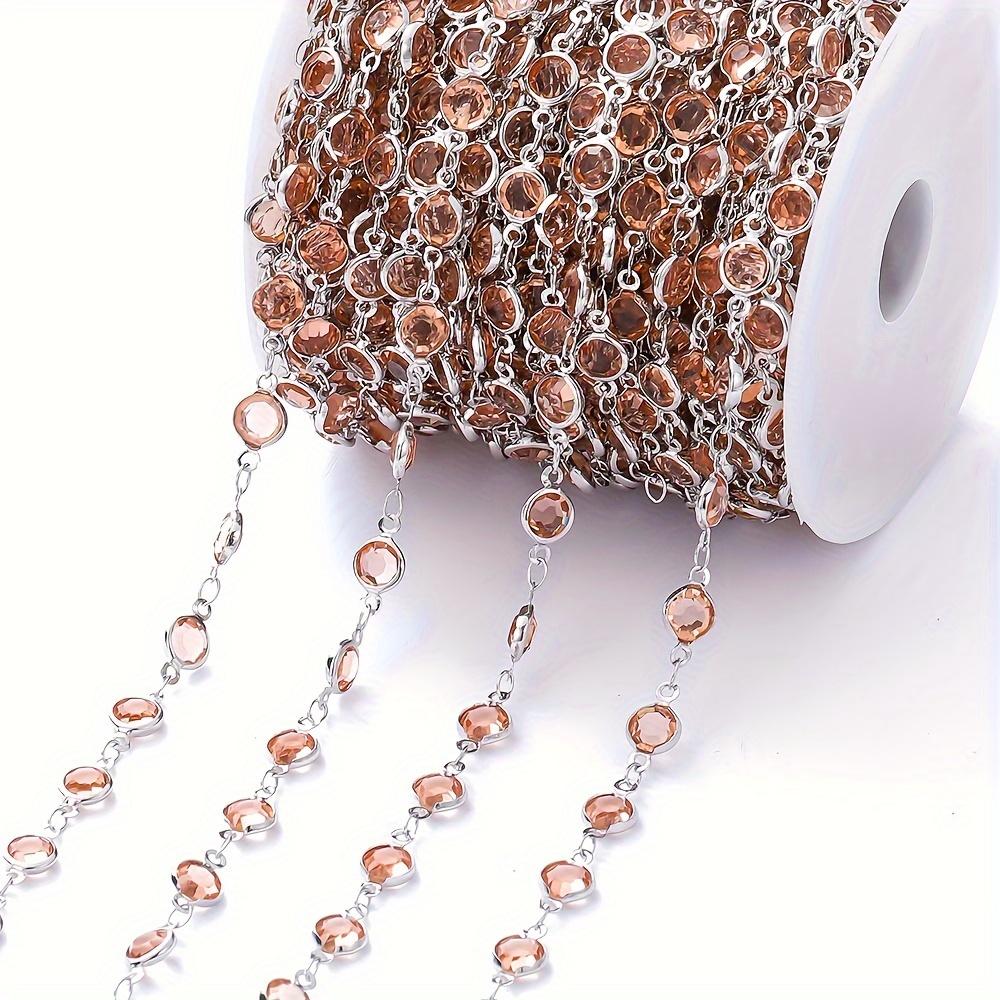 100.0 Cm Mixed Color Bezel Charms Beads Chain - Vibrant Red, Blue, Green, Clear & More Faceted Gemstone Beads for DIY Jewelry Making, Bracelet