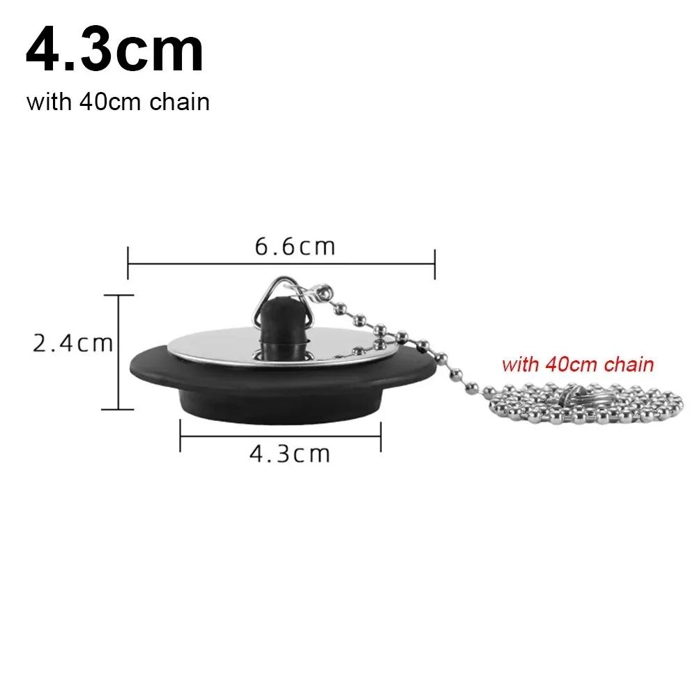1PC Universal Rubber Tub Stopper with 40cm Chain Hanging Ring Bath Tub Drain Plug Bathtub Shower Accessories Kitchen Sink Plug